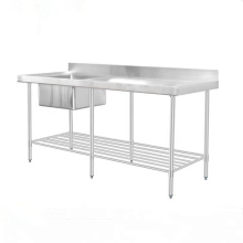 Stainless Steel Commercial Double / Single Bowl Sink Work Bench / Kitchen Working Table